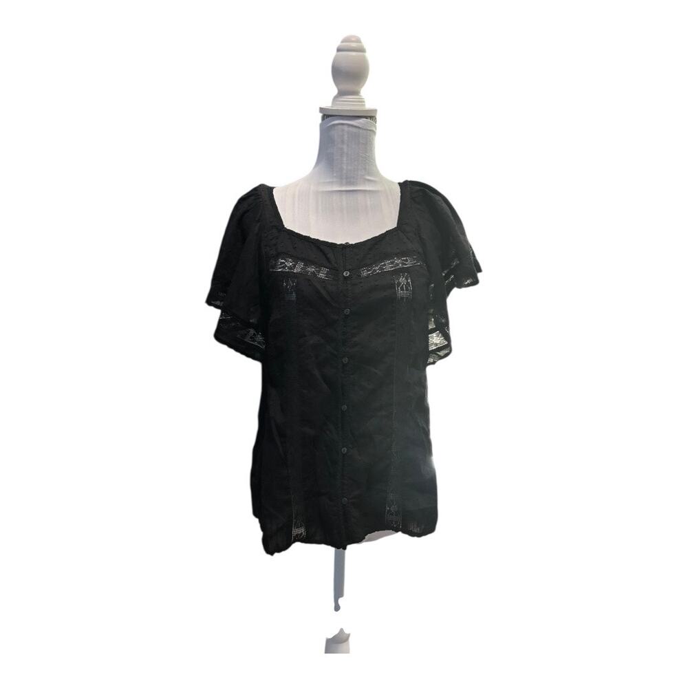 Old Navy Black Eyelet Blouse Size S Tall NWT